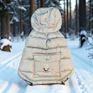 LuvGear Cold Alert Dog Pup Jacket Hoodie Sz Small Insulated Waterproof Pet Gray
